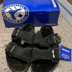 Birkenstock Black Arizona Fur sandle UK7.5
